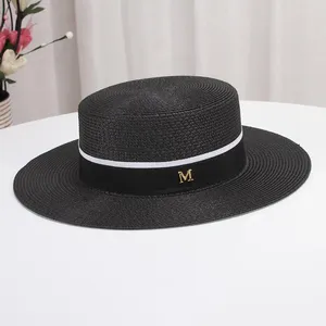 Ball Caps Summer Straw Hat Children's Vacation Beach Flat Top British Small M Gift Dift pływowy sandał krem ​​przeciwsłoneczny