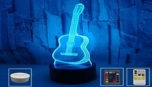 3D Guitar LED Night Lights Sevencolor Touch Light 3D Touch Visual Light Creative Gift Atmosphere Liten Lampor2803116