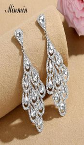 Dangle Chandelier Minmin Gorgeous Big Drop Earrings Fsahion Wedding Bridal Jewelry Shiny Colorful Phoenix Feather Crystal MEH1577723746