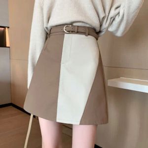 skirt Y2k Harajuku Girls Skinny Lattice PU Leather Mini Skirts Woman Summer Autumn Fashion Streetwear Sexy Plaid Skirt Cheap Wholesale