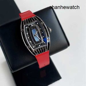 Захватывающие часы Хорошие часы RM Watch Rm07-01 Автоматические механические часы Rm07-01 Женские женские часы из 18-каратной платины с черными бриллиантами