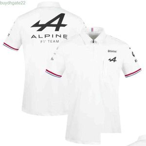 Polos masculinos Vestuário de motocicleta Motorsport Alpine F1 Team Aracing Camiseta Branco Preto Respirável Teamline Camisa de manga curta Camisa de fã de carro Personalizável 9FZ8