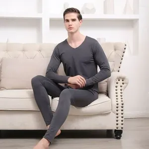 Men's Thermal Underwear Plus Cotton Autumn Clothes Long Trousers Suit Base V-neck Comfortable