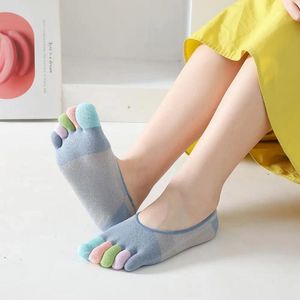 Women Socks All-match Anti-skid Colorful Patchwork Girls Cute Soft Hosiery Cotton Five Toe Boat Short