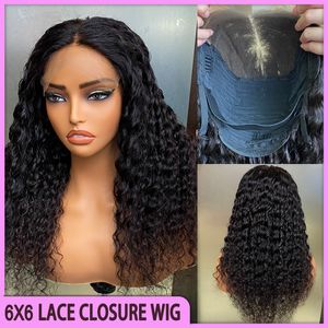 Wholesale Malaysian Peruvian Brazilian Natural Black Deep Wave 6x6 Brown Swiss Lace Closure Wig 100% Raw Virgin Remy Human Hair On Sale