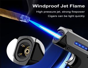 Unique Lighter Windproof GasElectric Plasma USB Rechargable Lighters Gift for Men Folding Gun Butane Torch Turbo Jet Flame Cigar 85061412