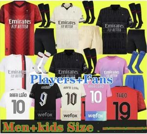 23 24 camisas de futebol GIROUD DE KETELAERE RAFA LEAO AC PULISIC LOFTUS-CHEEK THEO MILANS camisa de futebol quarto masculino kit infantil camisa de futebol