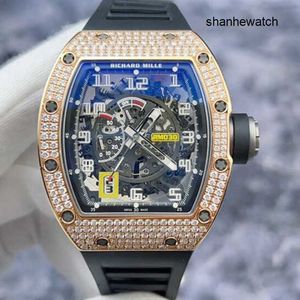 Męskie zegarek zegarek zegarek RM Watch RM030 Oryginalny Diamond 18K Rose Gold Material Puste Design Kalendarz projektowy