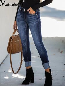 Damen-Jeans, hohe Taille, Stretch, Röhrenjeans, blau, Retro-Waschung, modisch, sexy, elastisch, schmale Bleistifthose 240306