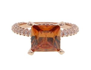 Eheringe Roségold Voller Cz Verlobung Kaffeefarbe Kubikzirkonia Champagner Princess Cut Eternity Band Finger Frauen9338204