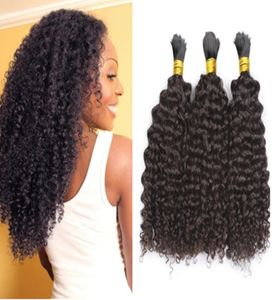 Obearbetad brasiliansk mänsklig hårflätning bulk kinky curly no weft bulk naturlig svart 3 st lot8996500