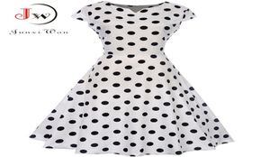 2020 White Polka Dot Women Summer Dress Robe Pin Up Retro 50s Vintage Rockabilly Swing Dresses Floral Slim Elegant Party Dress9412548