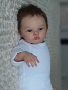 Bzdoll 45 cm 18inch Reborn Baby Doll med 3Dpaint Skin synliga vener Realistiska Born Babies Soft Silicone Toy Girl Gift 240304