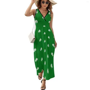 Casual Dresses Green St Paddy's Day Distressed Shamrock Clover Design Sleeveless Dress Summer Woman 2024 Clothing