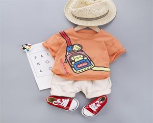 Criança bebê menino meninas conjuntos de roupas crianças infantil algodão dos desenhos animados macaco topos tshirtsshort calças verão crianças roupas conjunto 210804250857