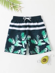 Swimwear Boy Swimsuit 2023 Nuovi foglie Stampa per bambini Short Swimwear Bottom Summer Kids Beach Wear Trunks Swimming Bareding Boys Boys