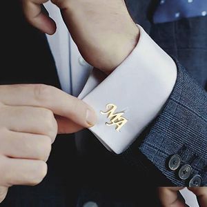 Gemelli Gemelli personalizzati Iniziali personalizzate Gemelli in acciaio inossidabile da 13 lettere Accessori per camicie da uomo Groomsmen regalo 230614 Dhkvr