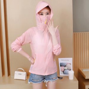 Trench Womens Sun Protection Shirt 2021 Summer New Thin Hooded Jacket Coat Womens UV Protection Wild Breathable Sun Protection Clothing