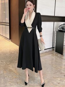 Klä high end Professional Swing Dress Mid Length Women's 2023 New Fashion Hepburn Style Suit Dress