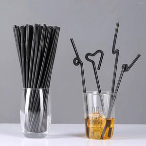 Bicchieri usa e getta Cannucce 100 pezzi in plastica nera flessibile per banchetti, bar, bevande, tappo con terra scintillante