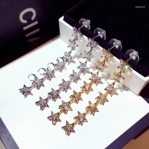 Studörhängen 2024 Korean Five Pointed Star for Women Long Hanging Party Wedding Fashion Jewelry Gift Wholesale