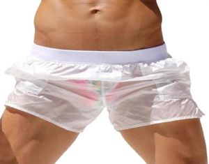 Men039s shorts verão masculino translúcido sexy natação ver através da praia homem bolso fino casual branco casa lounge boxershor5728527