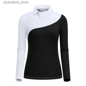 Men's Casual Shirts TTYGJ 2023 New Autumn Womens Clothing Long Sleeve T-shirt Shirt Collar Panel Contrast Sunscreen Slim Fit Top L240306