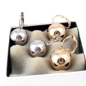 Orecchini vintage con pendente a sfera rotonda grande in argento per donne Orecchini in oro 14 carati Regali di gioielli di moda Accessorio di nozze Pendientes Mujer