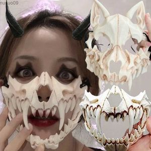 Designer masker halloween skalle fest mask anime drake gud skelett halv ansikte masker ben skalle djur mask cosplay dans prom kostum