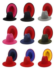 Mix 38 colori cappelli moda double face colore abbinato uomo039 e donna039 cappello a cilindro per capelli jazz con bordo piatto8688978