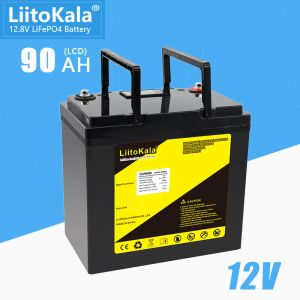 LiitoKala 12V 12.8V 90Ah LiFePO4 Battery 12.8V Power Batteries 4000Cycles For RV Campers Golf Cart Off-Road Off-grid Solar Wind