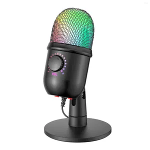 Microfones RGB Jogo Condensador Microfone USB Desktop Mic Stand para Laptop PC Live Streaming Videoconferência Online