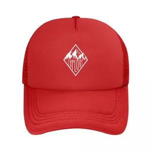 Berets Explore Mountain Range Letter Printing Eaves Baseball Cap Summer Breathable Mesh Sport All-Match Sun Shield Mesh-Back