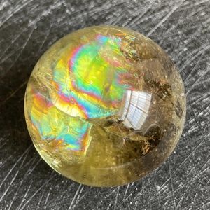 Dekorativa figurer Natural Stone Citrin Crystal Ball Rainbow Quartz Sphere Polished Rock Reiki Healing