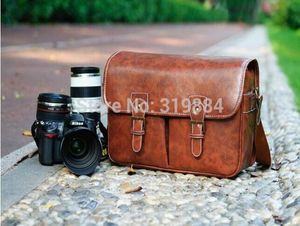 1x moda rzadka stary vintage wygląd skórzanej torby z kamerą lustrzanową kawa 6679814