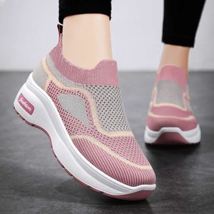 Thick Sole Moms 2024 Spring Casual Style Womens Elevated Mesh Breathable Shoes Children 82863