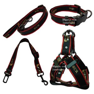 Designer hundkrage Steg i hund Harness Leases Set Luxury Gilded Letter Mönster hundhalsband koppel för stora medelstora små hundar som kämpar Schnauzer Bulldog Teddy L B102