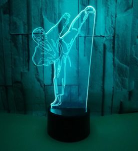 Colorful touch remote control Taekwondo 3D lamp Customized gift 3D small table lamp Customized night light for campus gifts8004032