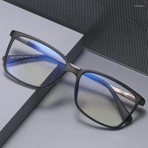 Solglasögon Frames 2024 Fashion Super Light TR90 Transparent Black Frame Optical Recept Eglasses Big Size Man Anti-Blue Eyewear 29861