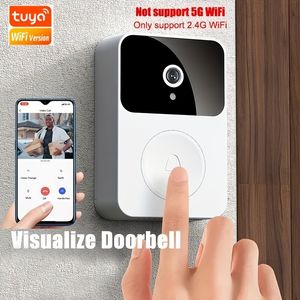 Dzwonek do drzwi z kamerą, inteligentną kamerą bezpieczeństwa domu, obsługuj dwukierunkowy alarm wykrywania ruchu audio, akumulator do drzwi do drzwi