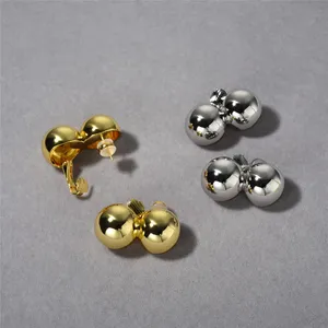 Sfera di metallo minimalista da pendolarismo alla moda con due orecchini a clip per l'orecchio per le donne Gioielli alla moda con fascino di lusso leggero a specchio francese