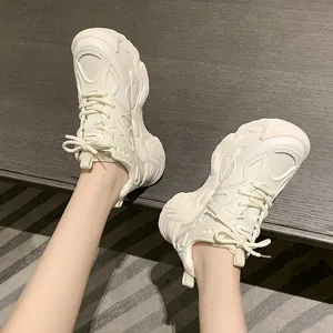 Par pappa skor enkel plattform chunky sneakers kil för kvinnors avslappnade skor andas mesh sommarsport löpande sko lättvikt tenis feminino spets upp a29