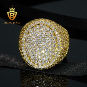 Fabrikpreis Hip Hop Kubaner Ring Gold plattiert Messing Ice Out Full CZ Diamond Rapper Ringband 5A+ Zirkon Hüftring