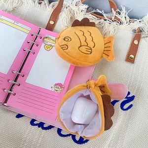 Keychains Cute Plush Taiyaki Coin Purse Kawaii Kids Headphones Lipstick Small Storage Bag Keychain Pendant Girl Gift