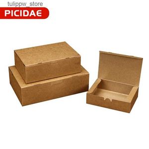 Pudełka bento 50pcs Kraft papier pudełko na lunch jednorazowe posiłek przygotowujący do posiłków pojemniki na wynos do restauracji do domu na wynos Sałatkowy karton L240307