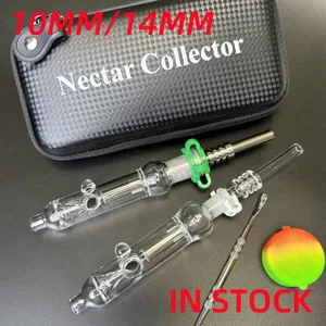 Mini Nector Collector Kit 10mm 14mm Small Hookahs NC kits Nectar With Titanium Nail Dab Dabber Dish Glass Pipe Quartz Tip Plastic Keck Gift Bag