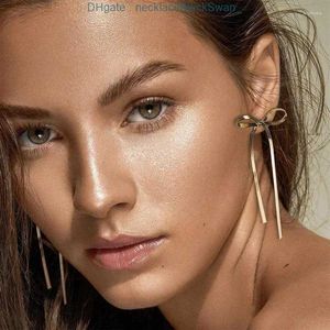 Stud Earrings 2024 Stainless Steel Long Tassels Bow Dangle Flat Snake Chain Bowknot Ear Minimalist Hoops Lightweight Jewelry accessories BYI0