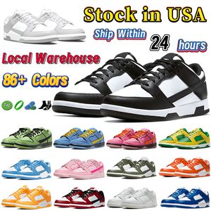 Lokalt lager Panda Running Shoes Low Black White Next Nature Grey Fog Triple Pink University Blue Mens Womens Stock i USA DHgate Designer Sneaker Trainers