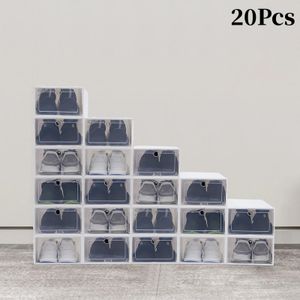 20pcs Shoe Box Set Foldable Storage Plastic Clear Home Organizer Rack Stack 240229