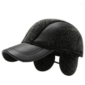 Ball Caps 2024 Winter Warm Baseball For Men Thick Thermal Earmuffs Hat Snapback Cap Faux Mink Hats Men's Trend Sports Dad
